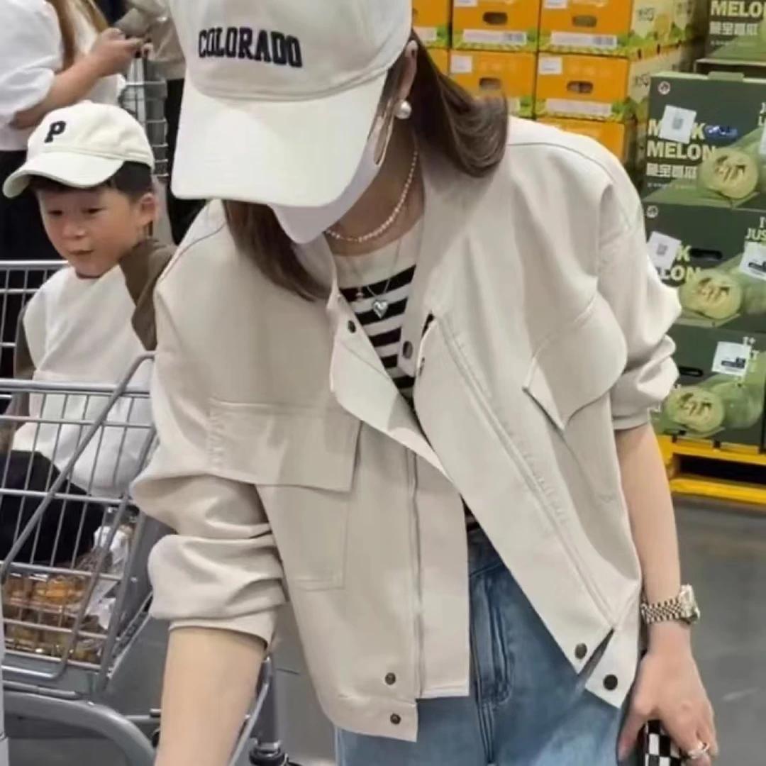 现货 新款 休闲小皮衣 外套女 宽松显瘦机车服时尚短款洋气百搭