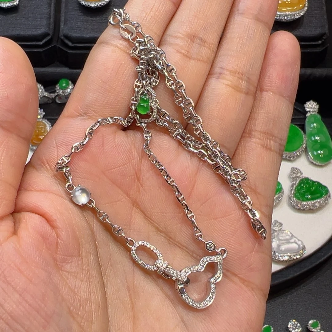 广***司翡翠18K金镶嵌颈饰收到货48小时鉴赏期