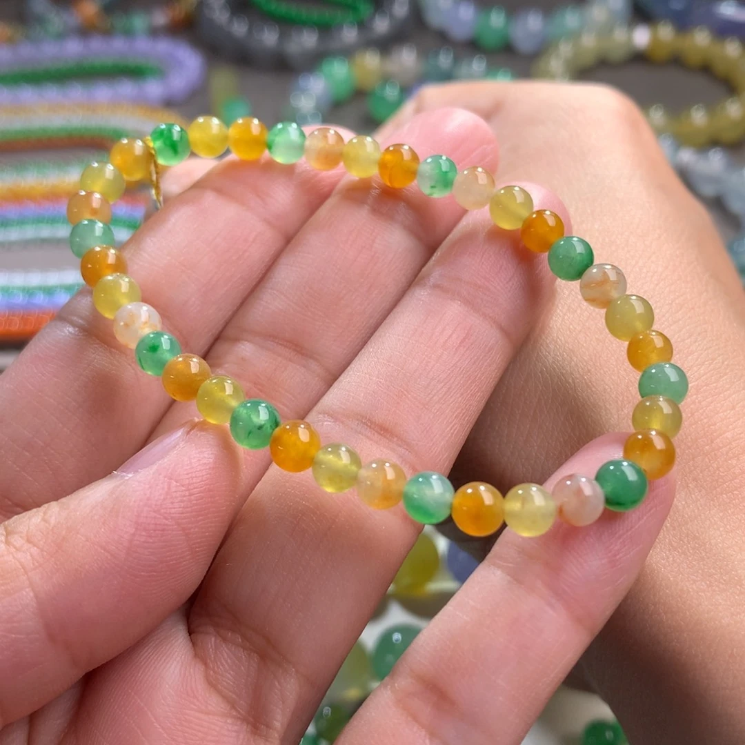 未镶嵌手链翡翠卡5 敦煌色多彩单圈