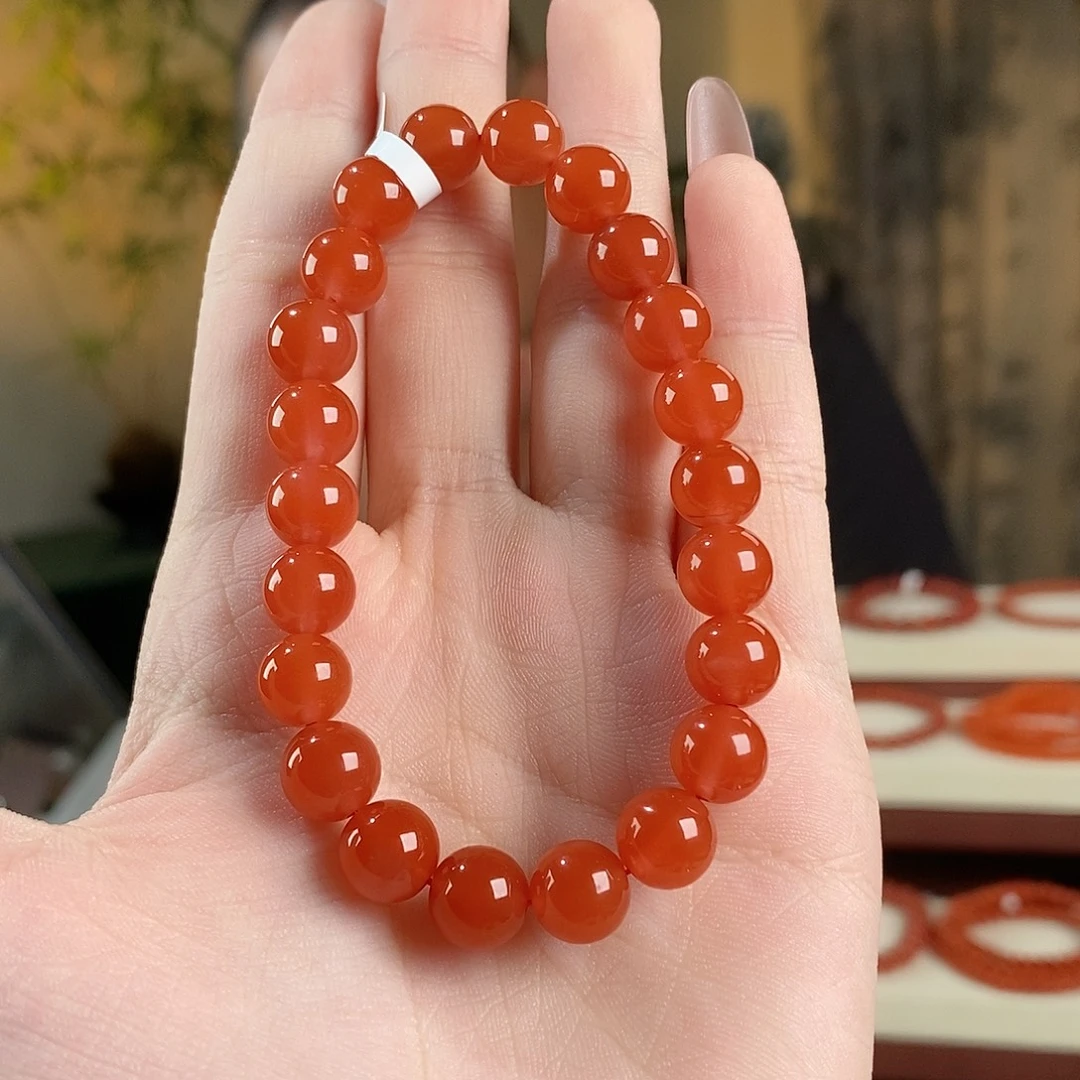 南红玛瑙未镶嵌手串原矿8.5mm 特级冰红