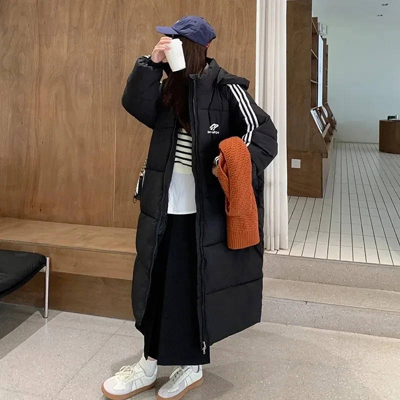 长款过膝棉服女2025年新款冬季韩版学生宽松大码加厚棉袄外套女