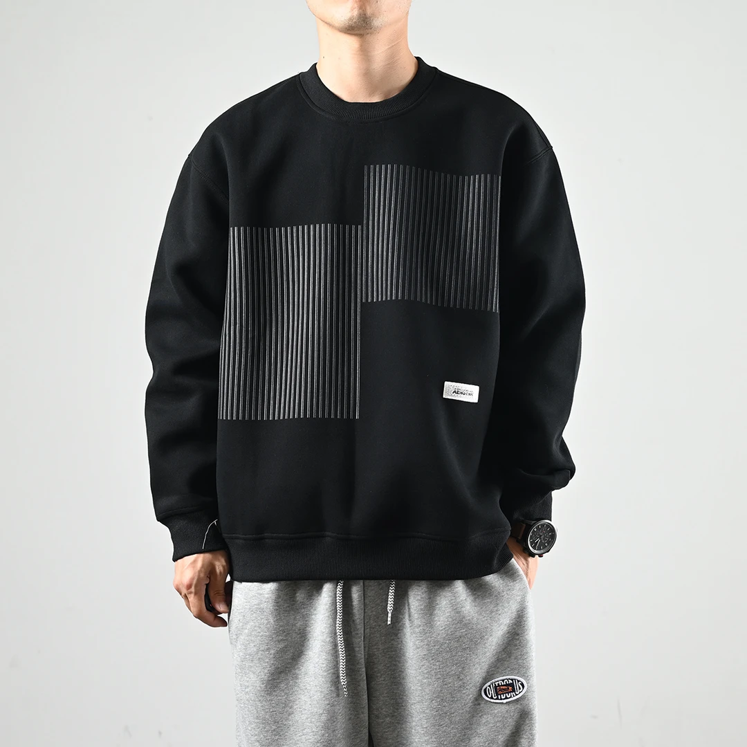 2025秋季设计款圆领卫衣男套头潮牌秋季新款青年男士百搭上衣