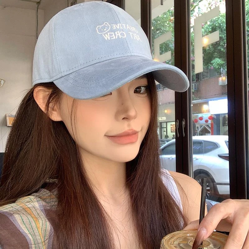 大头大脸方圆脸适合的棒球帽女2025新款大头围显脸小蓝色鸭舌帽子
