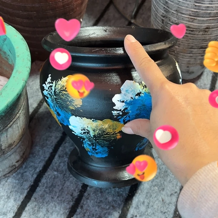 彩绘火锅高19口18带孔