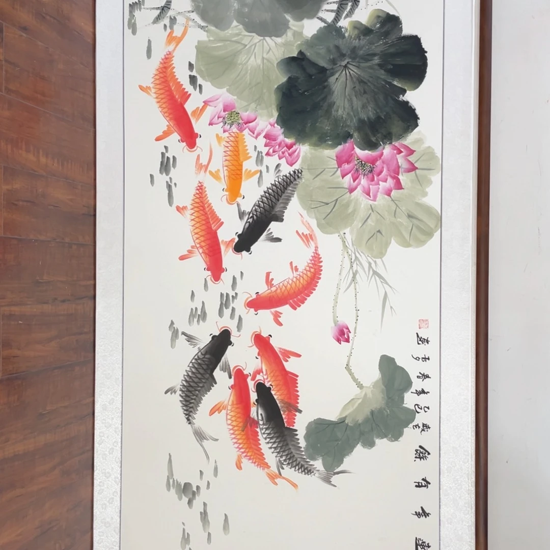 晨***。国画带框尺寸83*163厘米