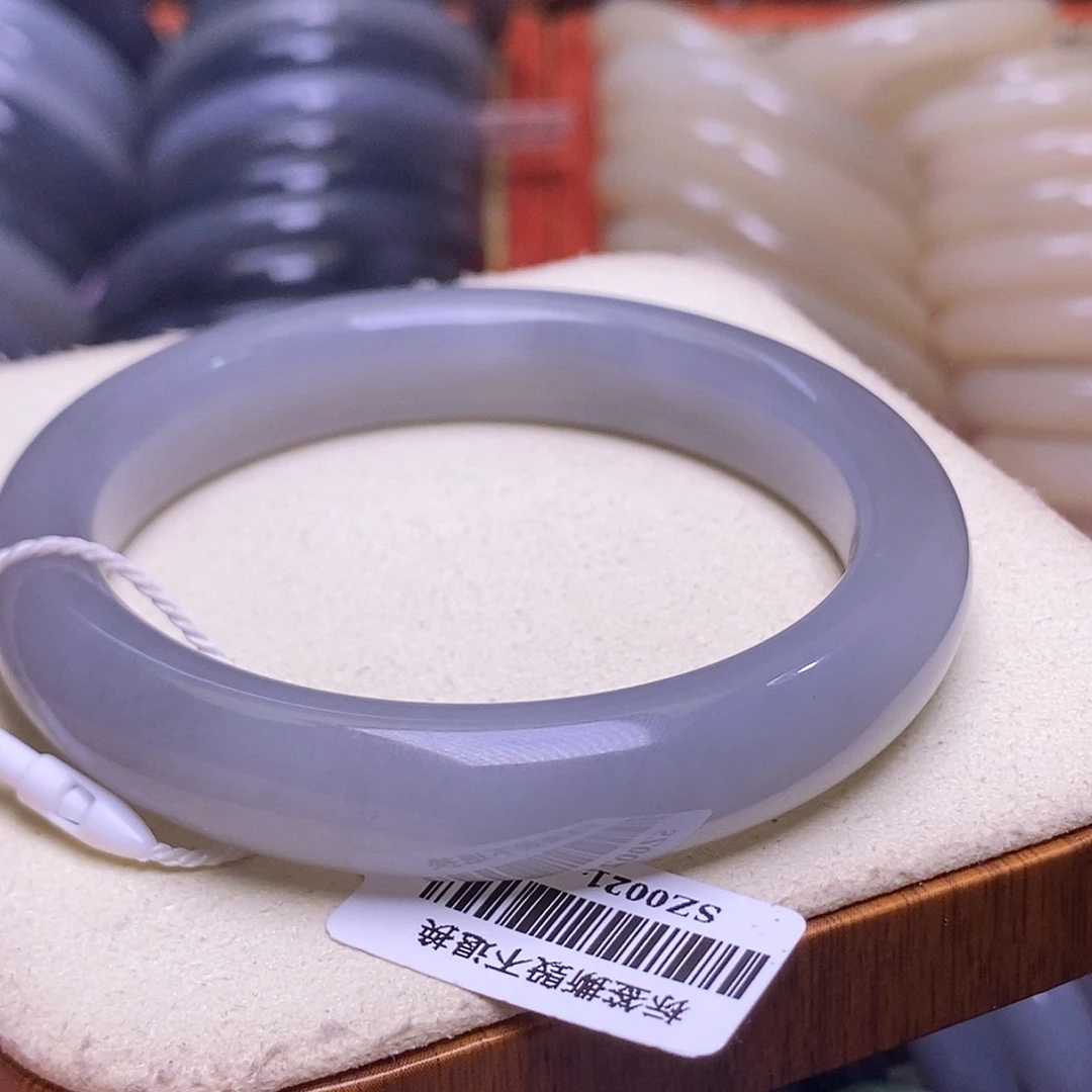 和田玉未镶嵌套链烟紫冰底老料手镯58.5