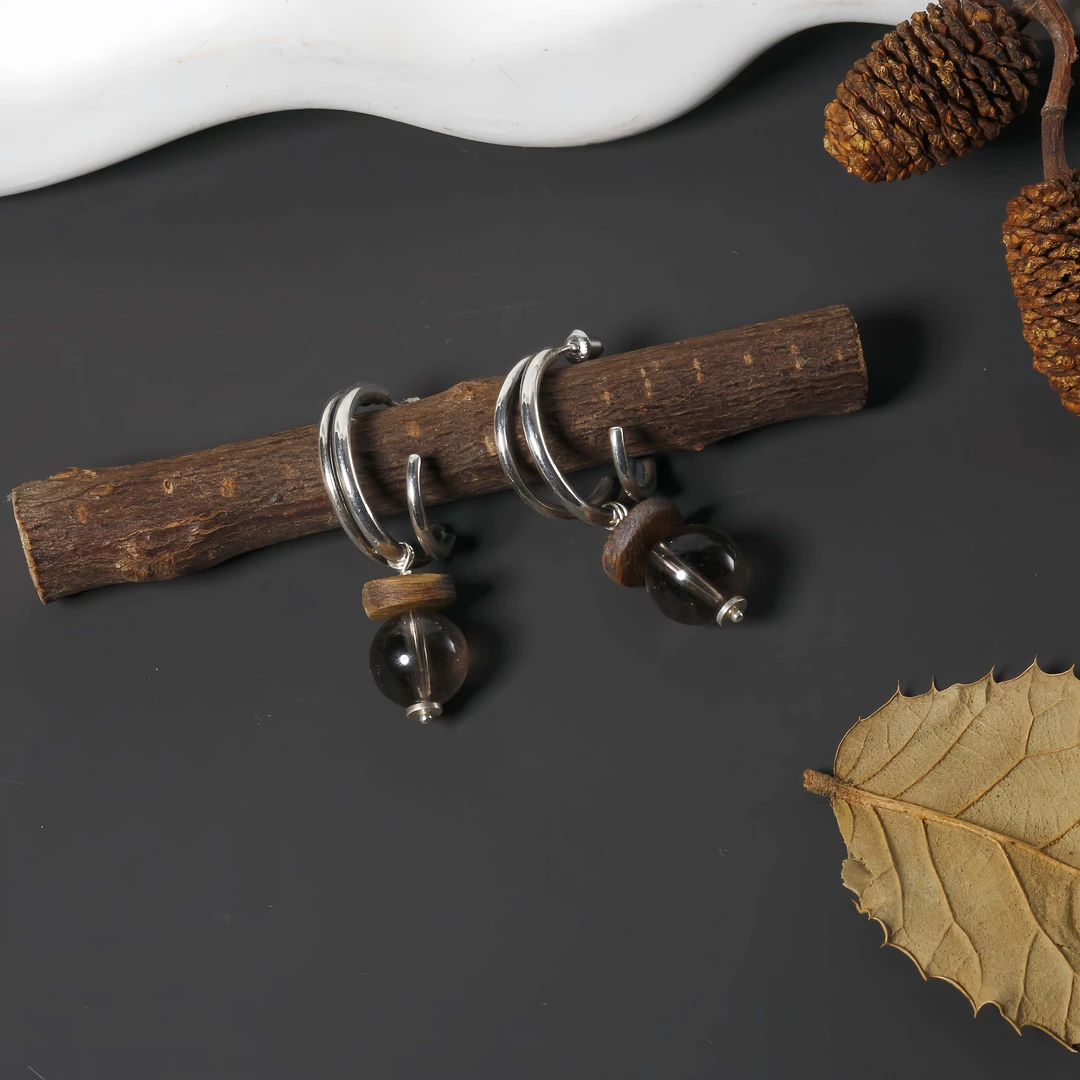 【消愁】s925茶晶沉香大气精致中式耳饰