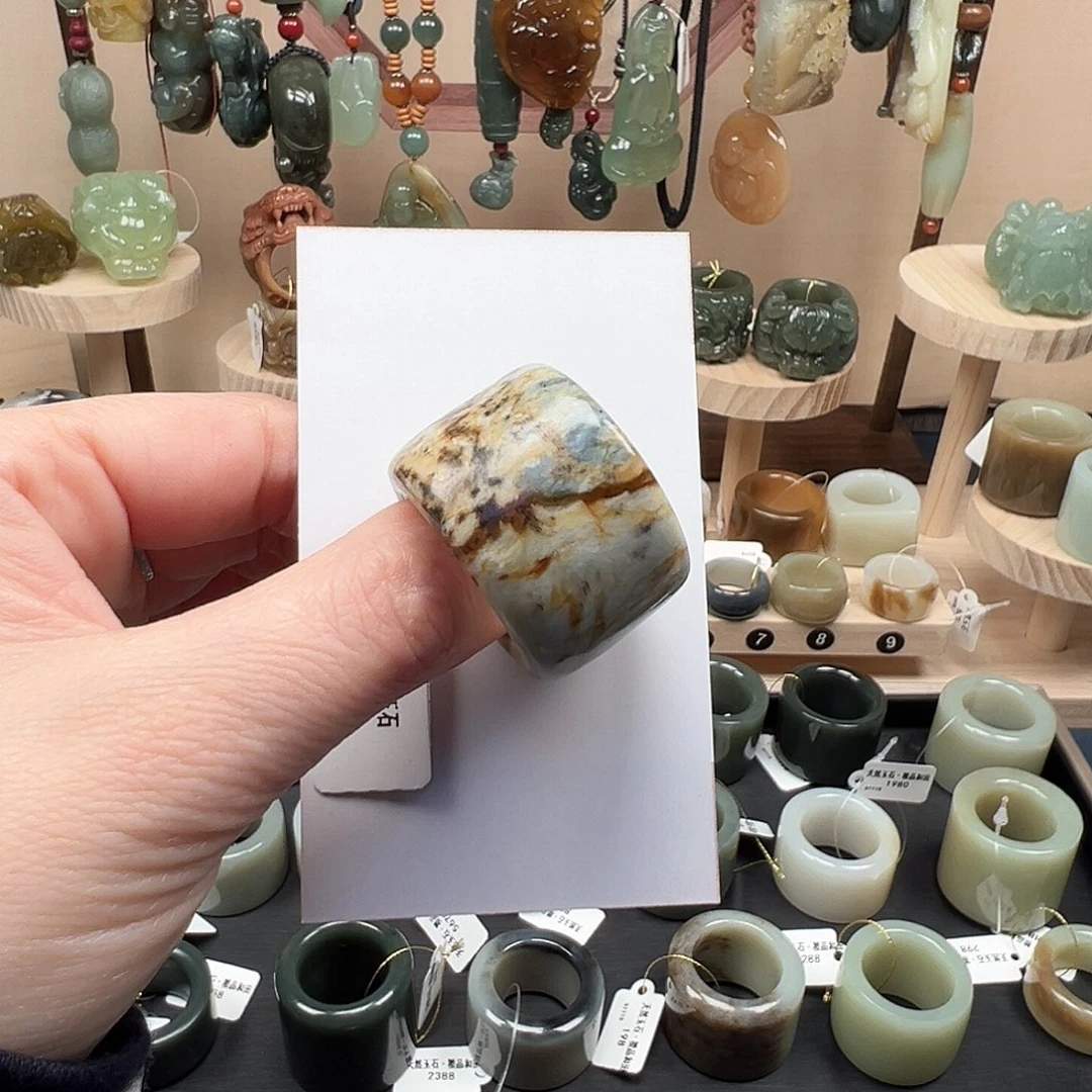 蛇纹石玉未镶嵌戒指21内径26号