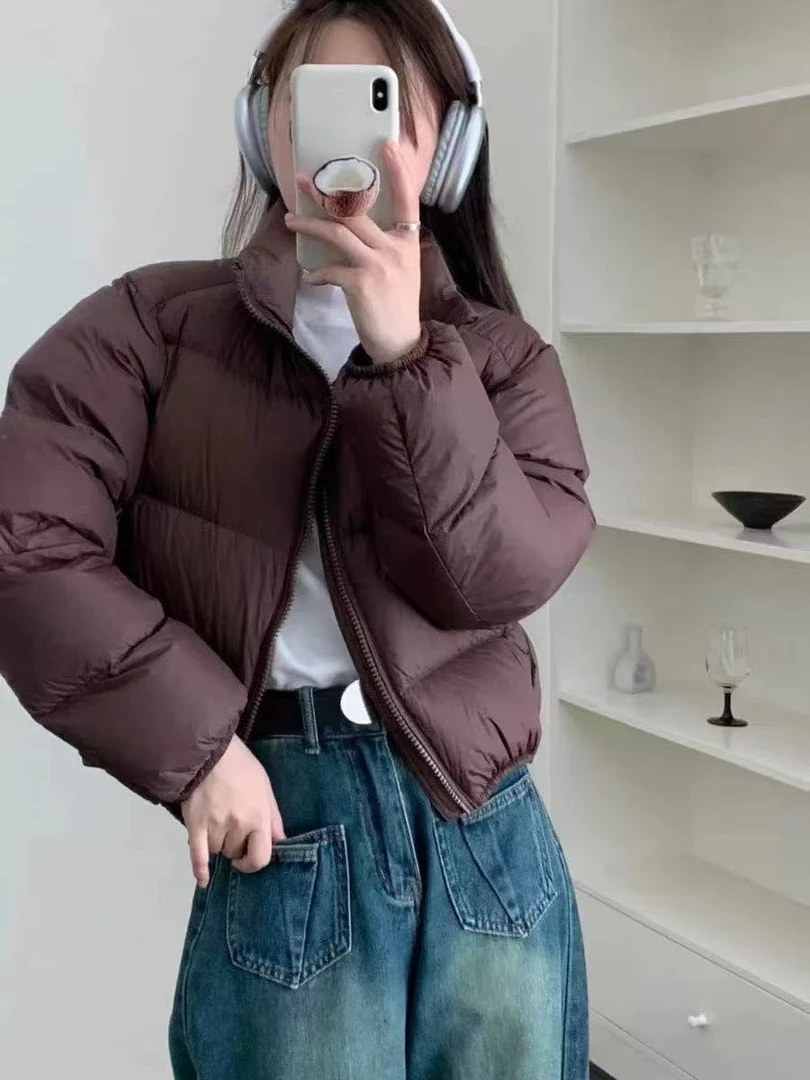 女装冬季短款韩版薄款立领撞色泡芙短款