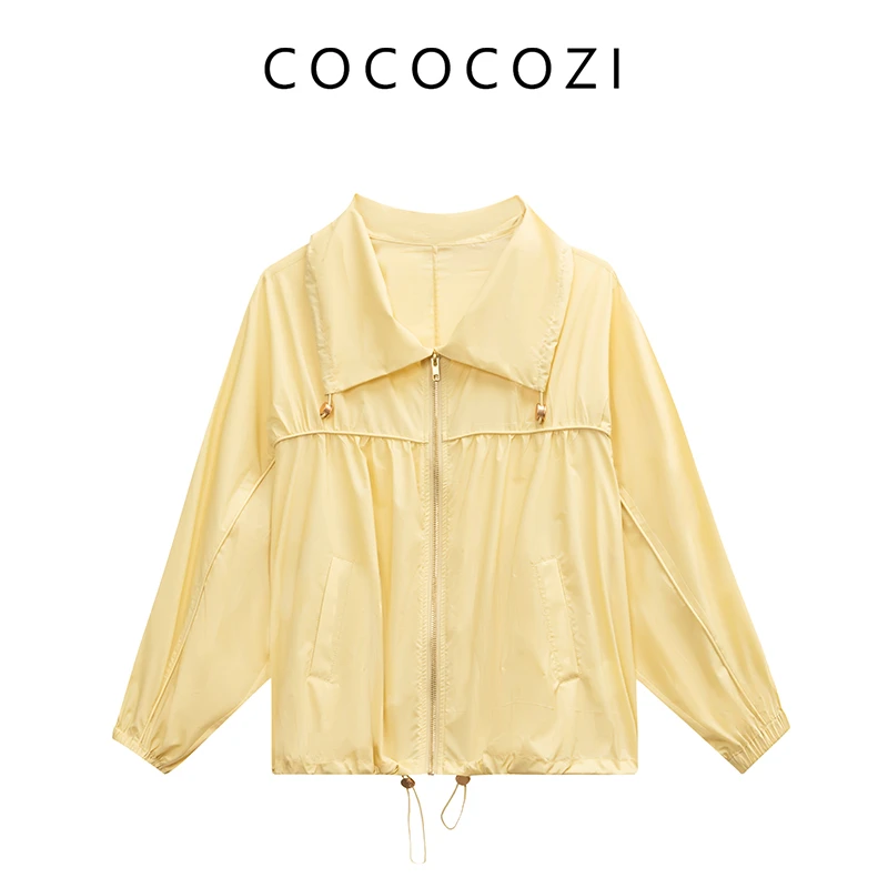 【专场】COCOCOZI春秋款方领通勤百搭拉链女士外套243CO008WT