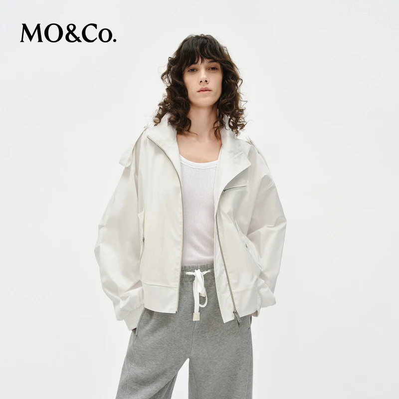 MOCO夹克2025春新品短款收腰哈灵顿工装宽松休闲外套MBE1JKTT03