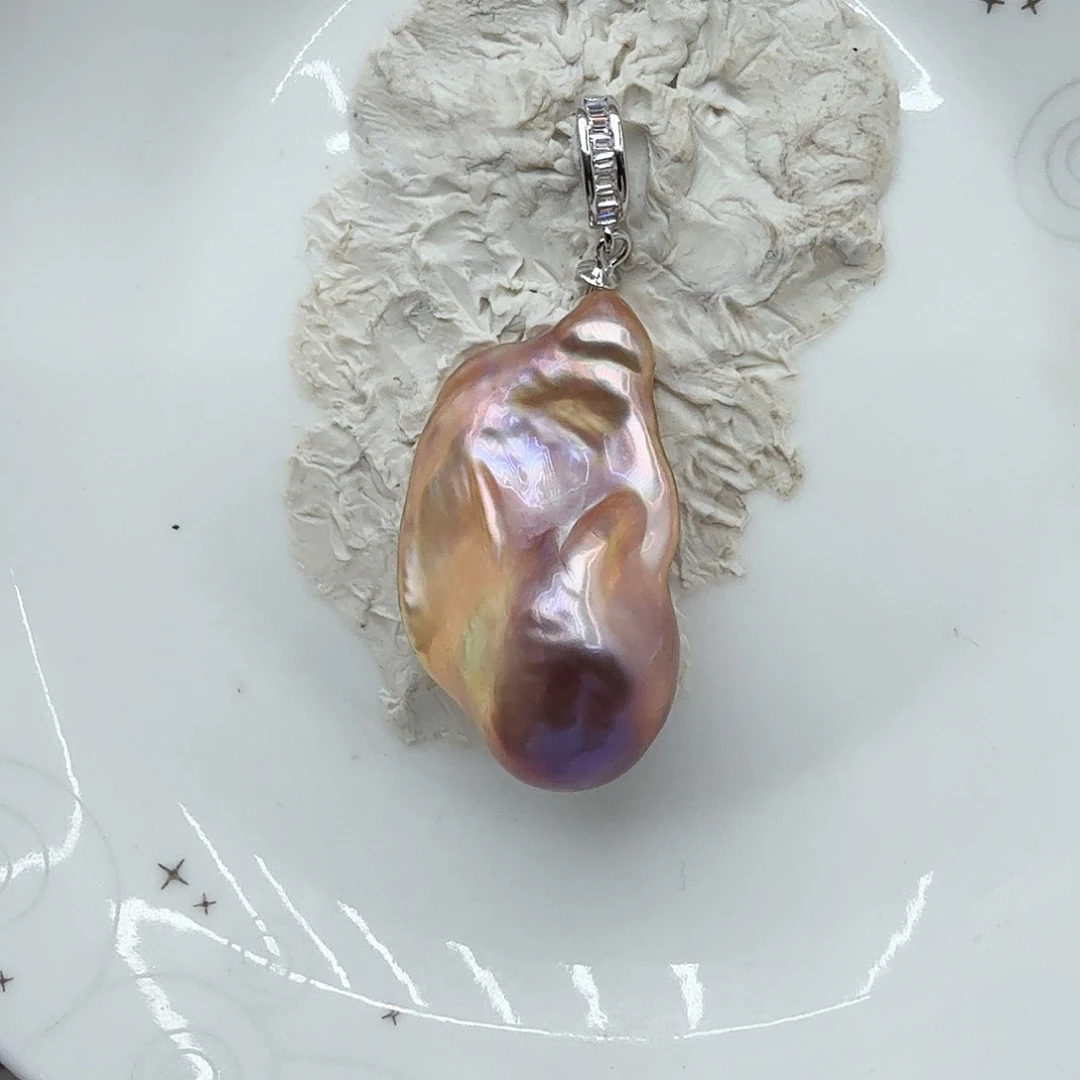 淡水珍珠银S925镶嵌吊坠(不含链)