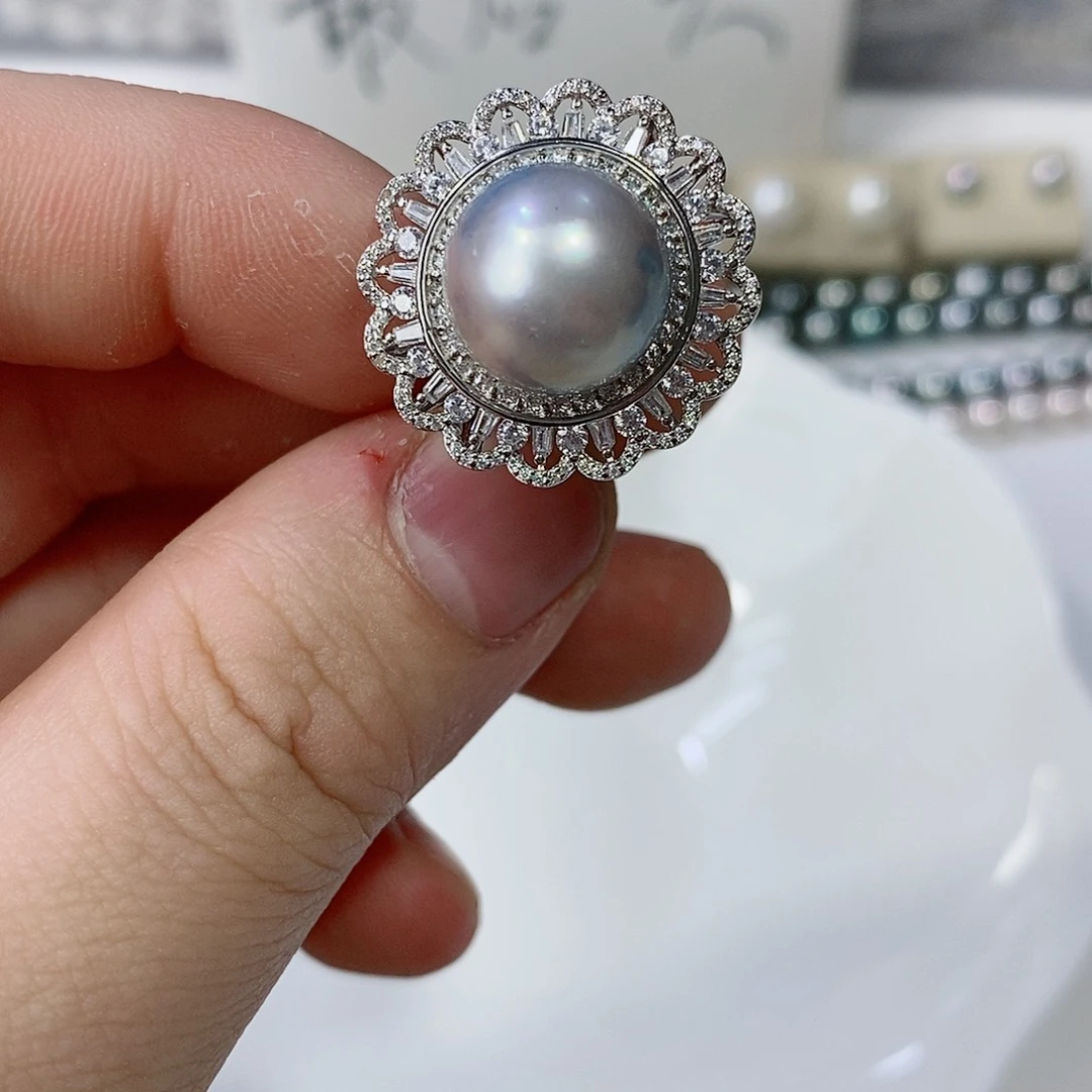 海水珍珠戒指银S925镶嵌