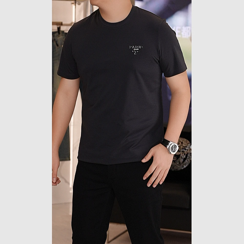 2025春夏短袖印花字母T恤男士圆领半袖休闲百搭男款中年BEC8355