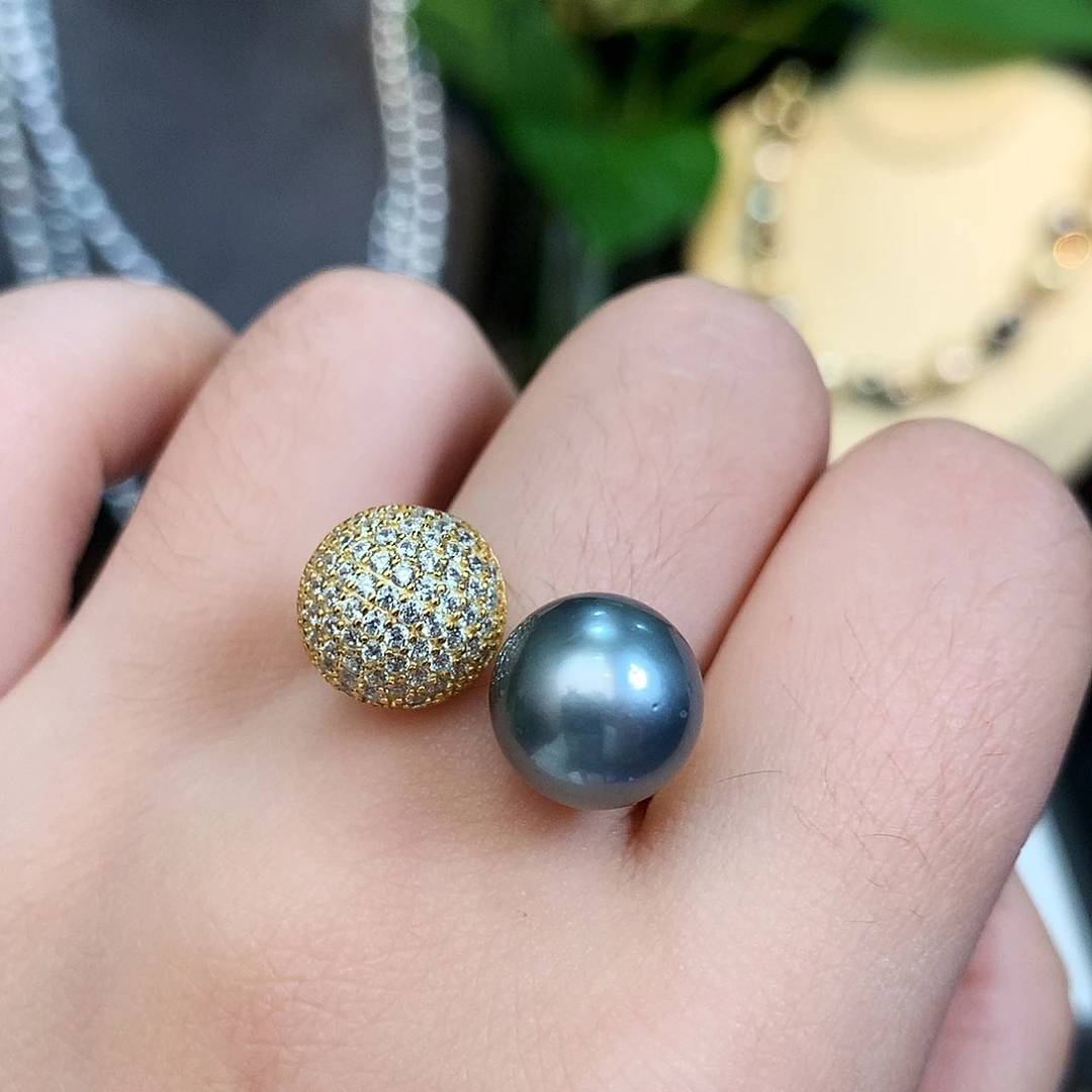 海水珍珠戒指银S925镶嵌