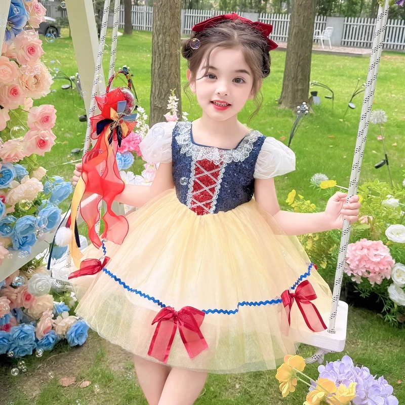 女童白雪公主裙2025夏装3-6岁宝宝小女孩裙子洋气小孩儿童连衣裙