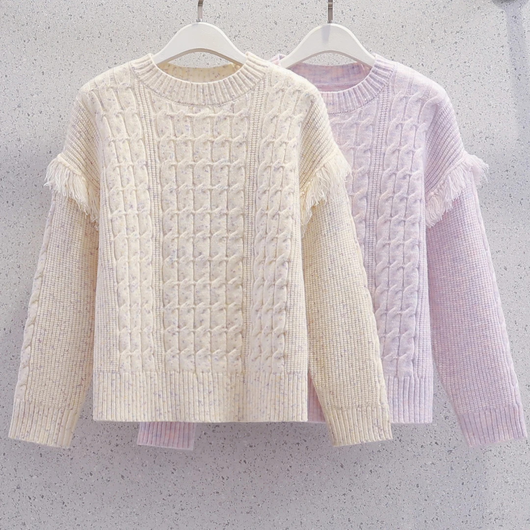 女童超好看彩纱毛衣2025新款秋冬季儿童加厚针织衫洋气流苏毛线衣