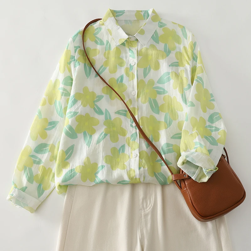 法式碎花印花复古油画玫瑰衬衫上衣女装小众外套衬衣夏季设计感