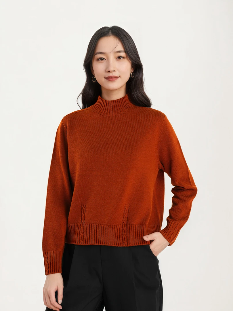 T绵羊毛混纺~商场D 小宽松立领保暖针织衫秋冬女毛衣 H7614 F123