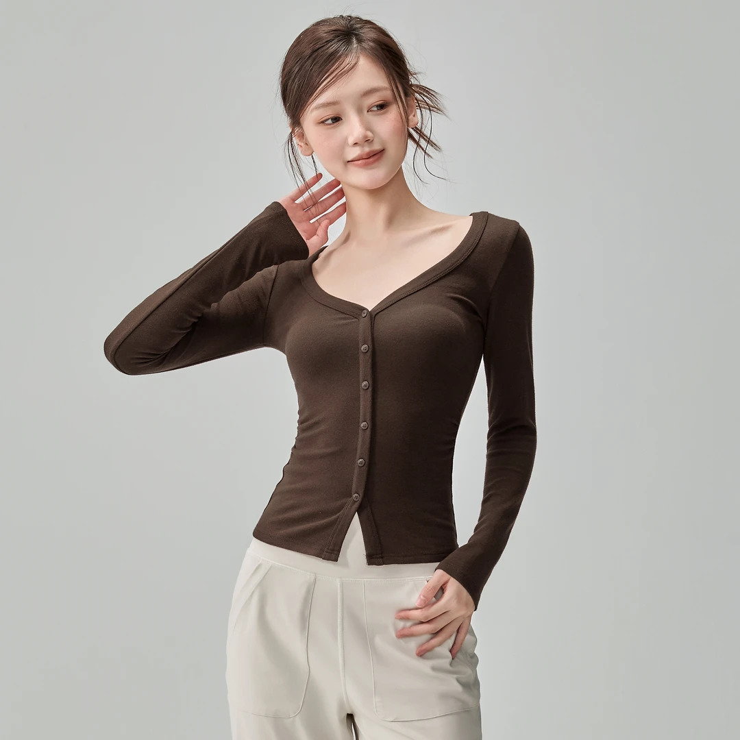 岚纹新款显瘦衣健身上衣瑜伽服女性感气质普拉提长袖弹力运动T恤