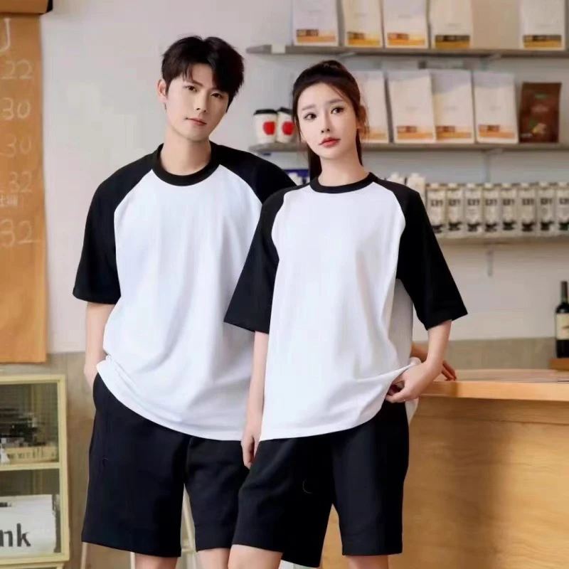 宽松运动休闲短袖插肩袖T恤男女同款