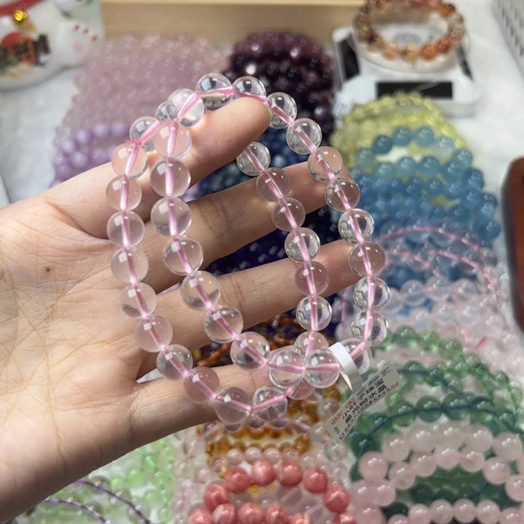 水晶手链未镶嵌9mm 莫粉 净体