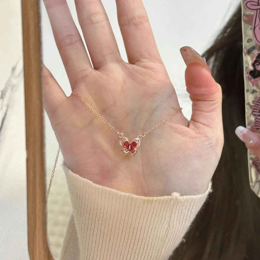 铜合金项链 XL002 花丝蝴蝶项链