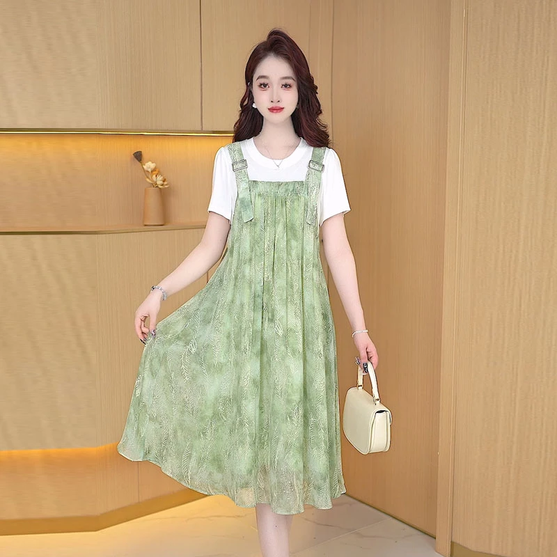 【连衣裙】夏季新款高贵显瘦气质印花时尚减龄韩版洋气背带连衣裙