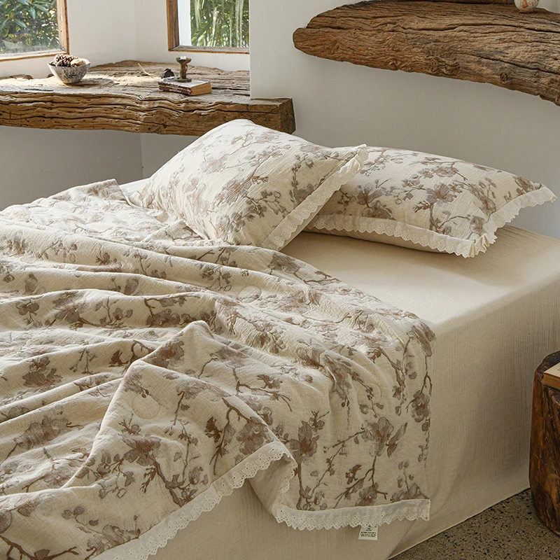 夏季棉麻夏凉被丨空调被四件套高级感提花吸湿透气薄款可机洗床品