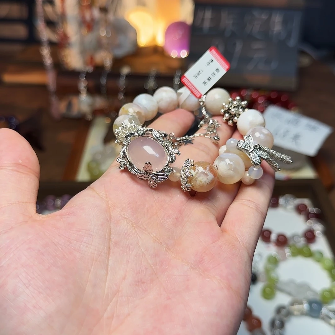 水晶手链合金翊*樱花玛瑙手串