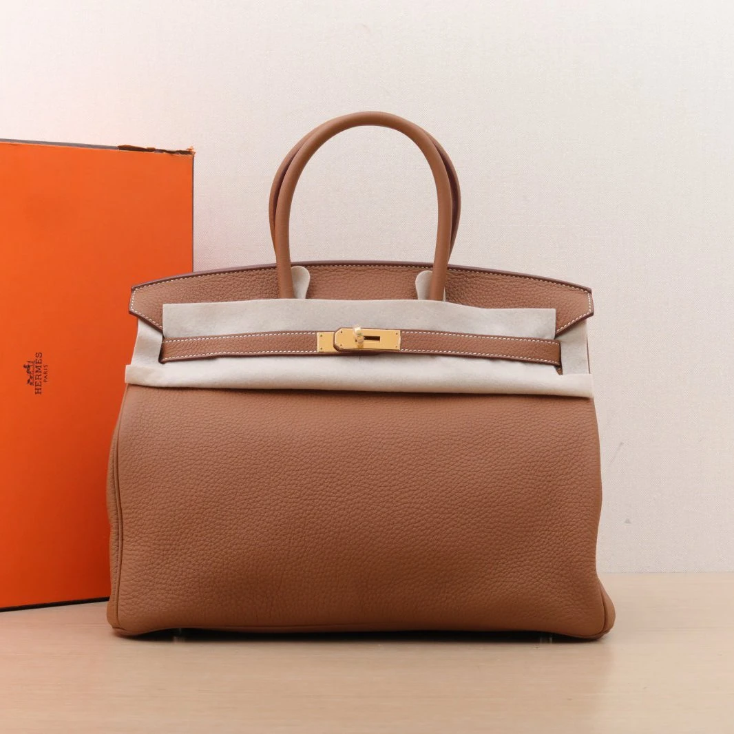 95新 Hermes/爱马仕 【黑黑】Birkin 35 37金棕色 框Q 金扣