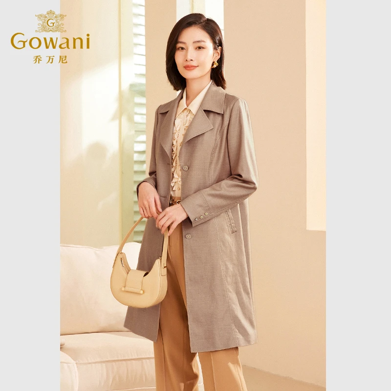 Gowani/乔万尼2025春季女士风衣修身显瘦中长款外套ET3A657