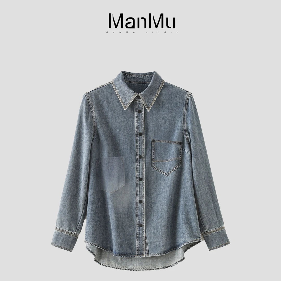 满目ManMu【张琪专属】秋季纯棉时尚休闲百搭衬衫350139