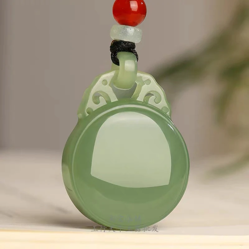 天然真品和田玉圆无事牌吊坠青海料平安牌玉佩男士女士玉石玉挂件