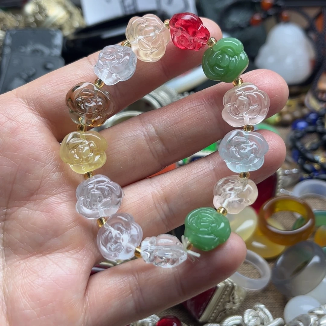 陶瓷琉璃玫瑰花手链