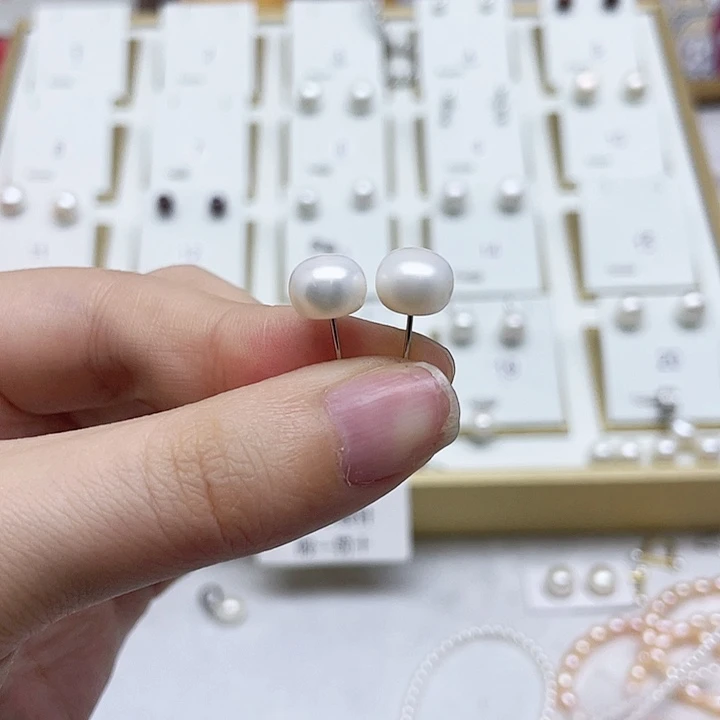 淡水珍珠耳饰银S925镶嵌珞****主