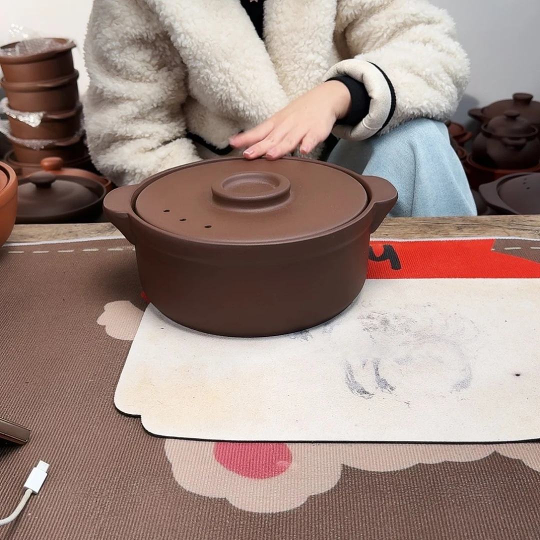 紫砂砂锅3升微微微瑕