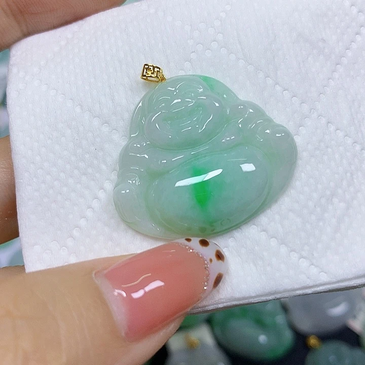 翡翠18K金镶嵌颈饰挂件