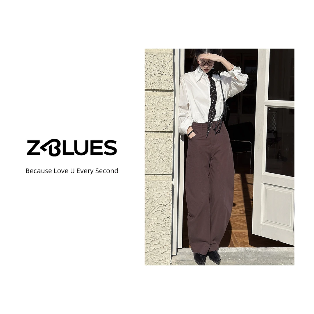 Z.blues【利落风来袭】早春气质咖休闲腰带长裤YZYLJR5653