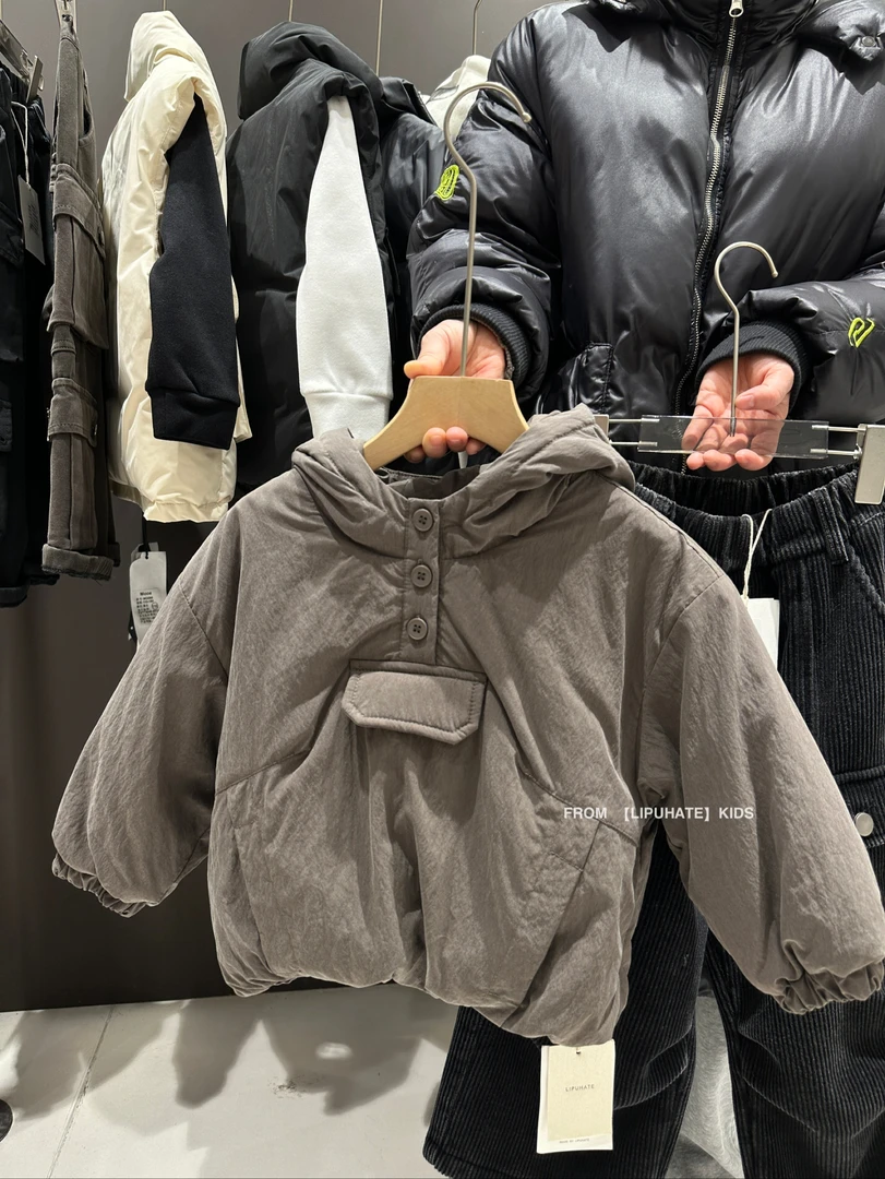 YM-77331（现货）韩版儿童三色套头棉衣帽衫