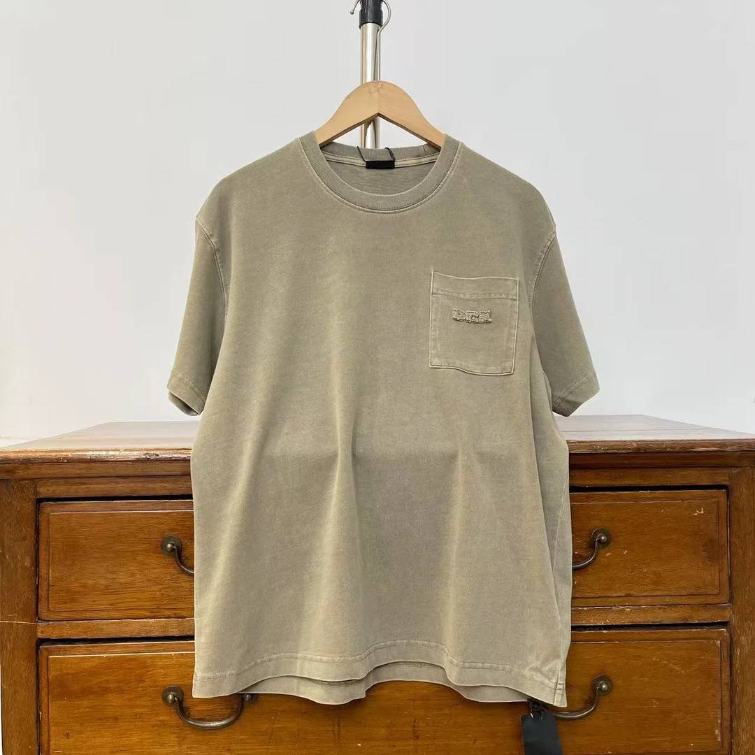 DR家 水洗复古做旧重磅宽松圆领口袋款休闲T恤 SS194 DM25B155