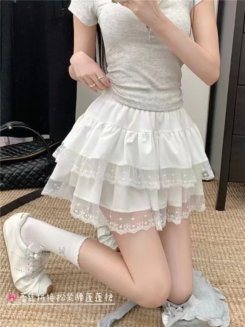 春夏新款蕾丝蛋糕裙纯欲风辣妹半身裙