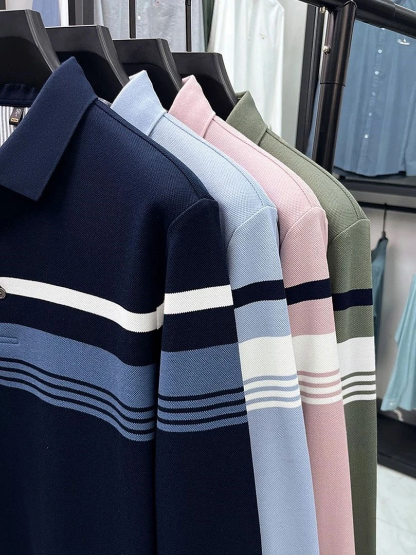 0长袖秋冬条纹男士新款断码POLO衫T恤