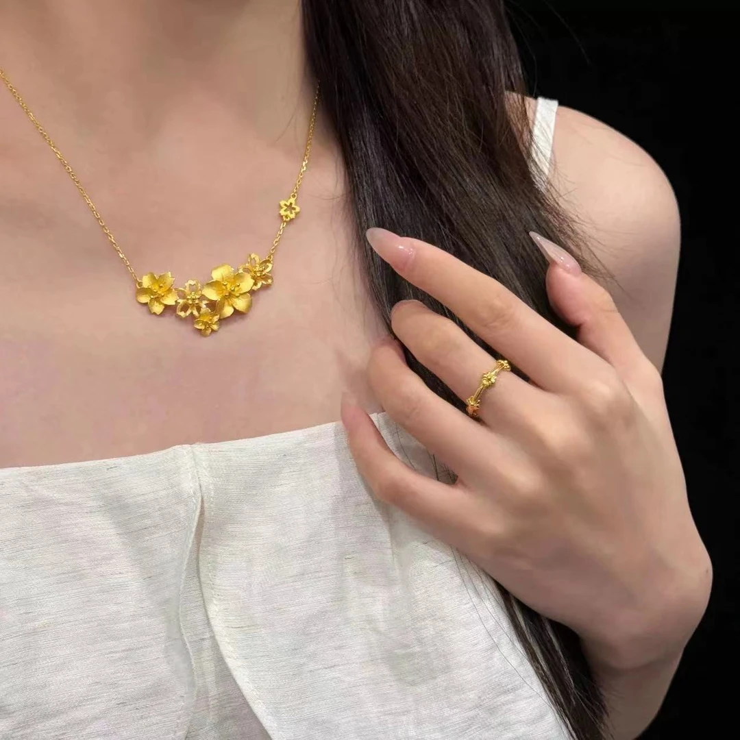 钛钢项链 三生花项链