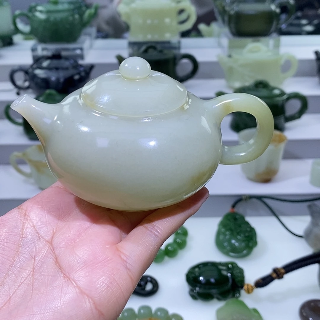 和田玉未镶嵌挂件茶壶