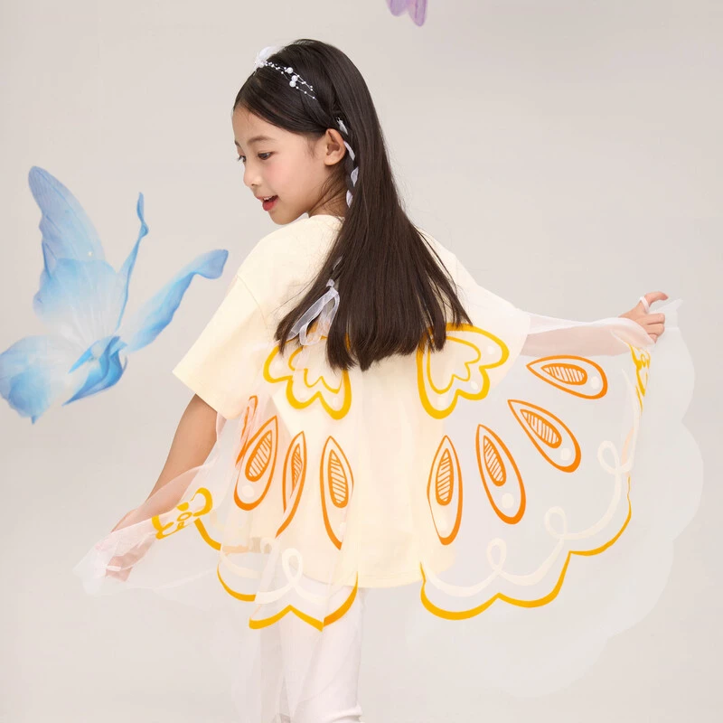 [商场同款]EP雅莹童装24春夏女童新款可爱蝴蝶翅膀烫钻T恤短袖