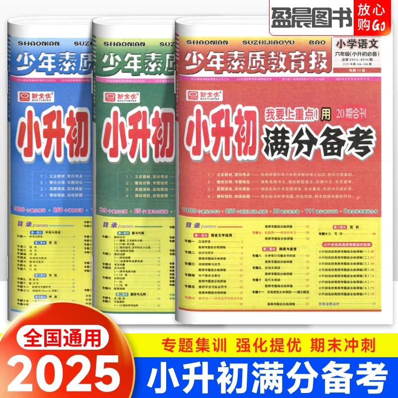 2025小升初满分备考少年素质教育报语文数学英语小学升初中真题卷