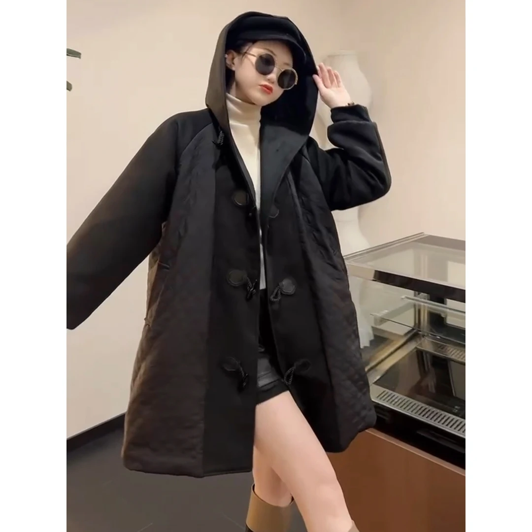 【现货】45大码棉服9322气质时尚宽松舒适简约百搭秋冬连帽保暖新款