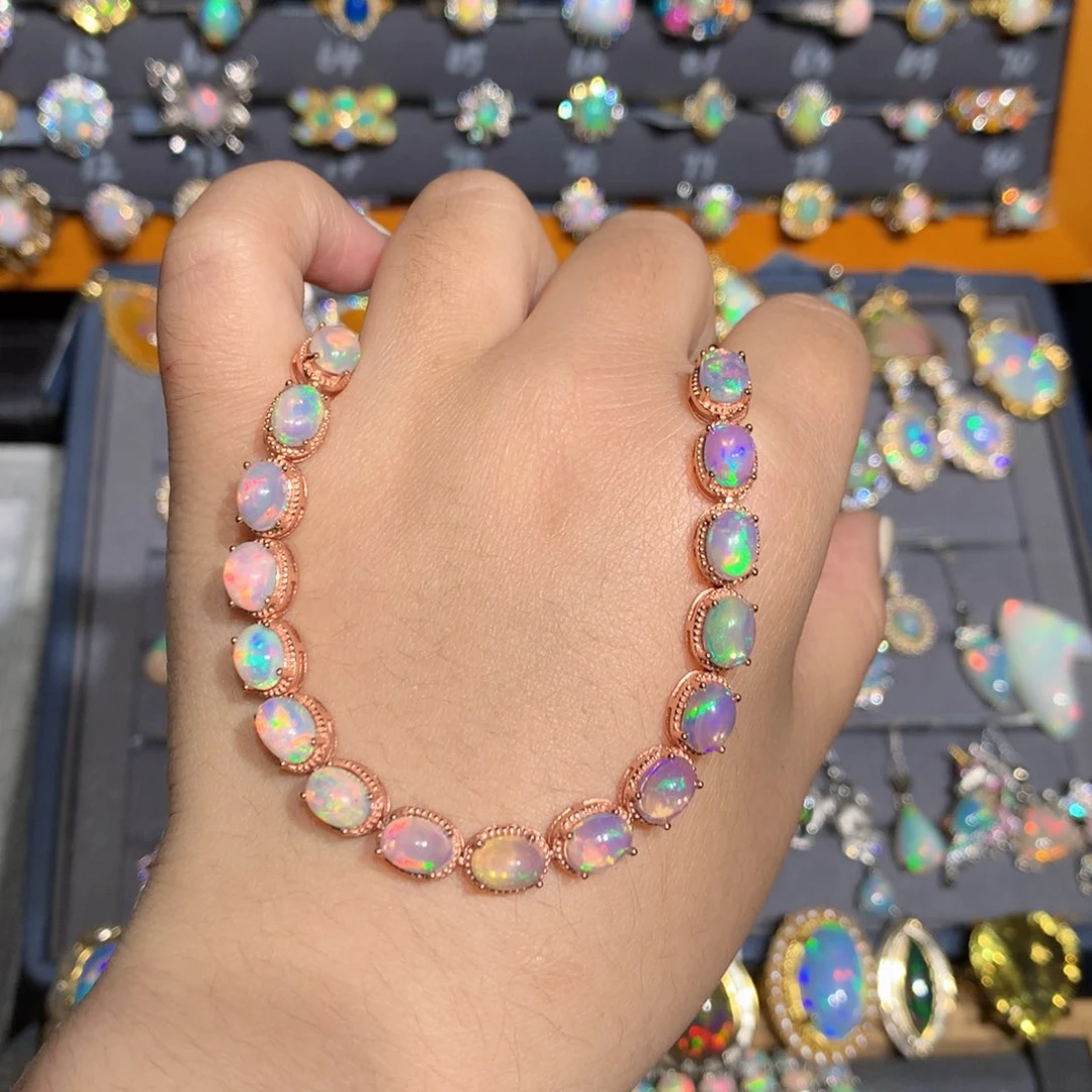 银S925镶嵌欧泊欧泊手链l