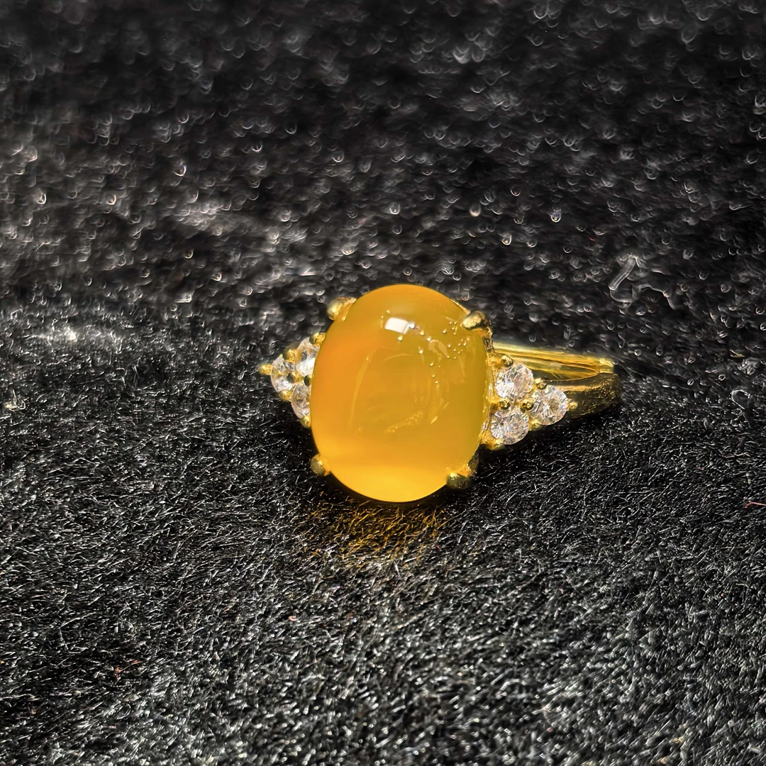 江德洋珠宝ST8110一品正黄田黄玛瑙黄戒指-送礼佳品